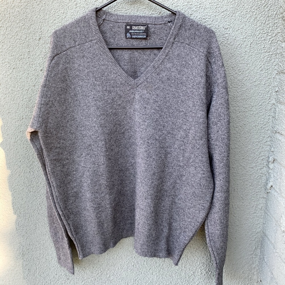 Vintage Puritan 100% Lambswool Gray Sweater XL